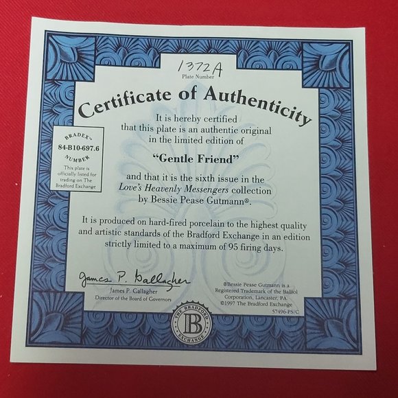 Vintage Bradford Exchange Gentle Friend Heart Decorative Plate No 1372A 1997 - Picture 11 of 14